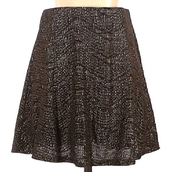 NEW NWT BCBGENERATION Pull Up Circle Skirt Black Gold Short Mini A-Line S - FLAW - Picture 4 of 11